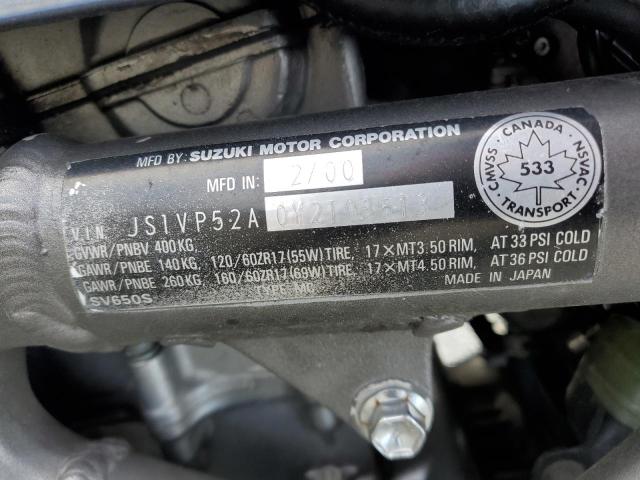 JS1VP52A0Y2103613 - 2000 SUZUKI SV650 BLACK photo 10