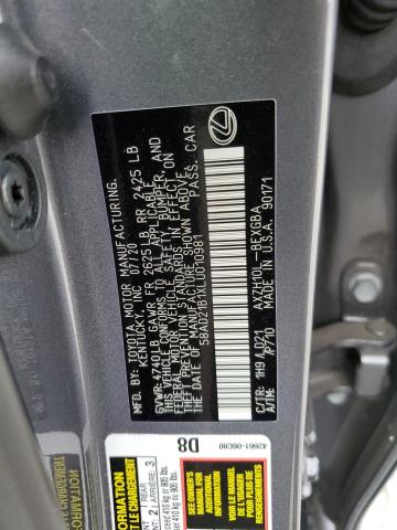 58AD21B1XLU010981 - 2020 LEXUS ES 300H GRAY photo 12