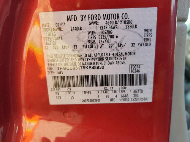 1FMCU93178KB48930 - 2008 FORD ESCAPE XLT MAROON photo 13