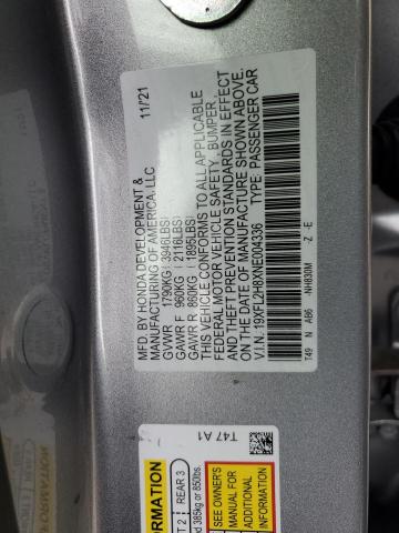 19XFL2H8XNE004336 - 2022 HONDA CIVIC SPORT GRAY photo 13