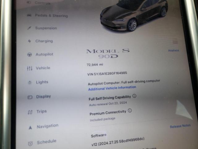 5YJSA1E28GF164985 - 2016 TESLA MODEL S BROWN photo 9