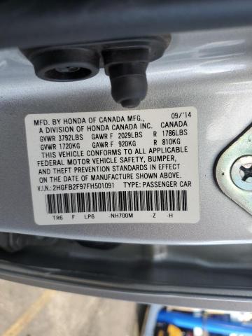 2HGFB2F97FH501091 - 2015 HONDA CIVIC EXL ვერცხლისფერი ფოტო 13