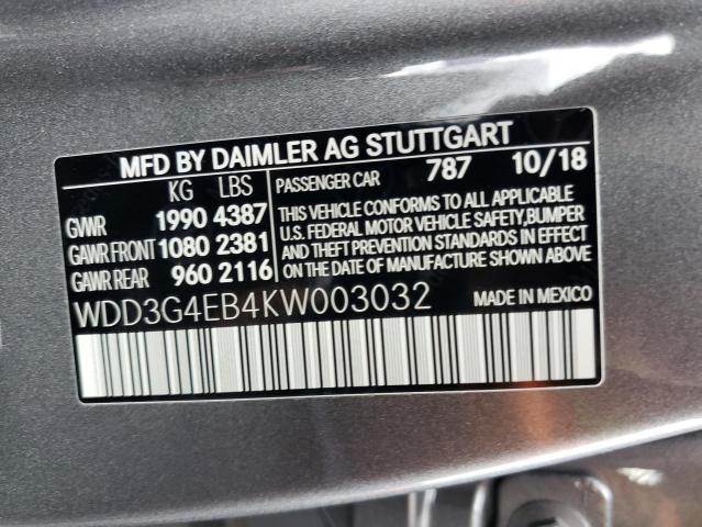 WDD3G4EB4KW003032 - 2019 MERCEDES-BENZ A 220 GRAY photo 12