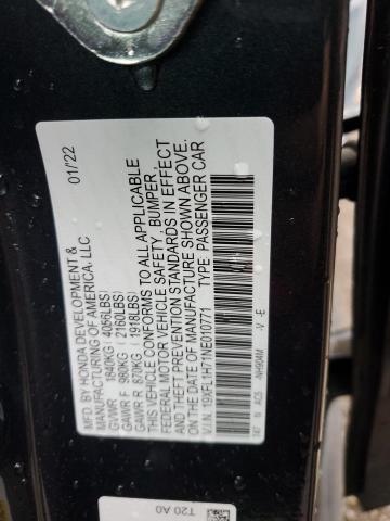 19XFL1H71NE010771 - 2022 HONDA CIVIC EXL ნაცრისფერი ფოტო 12
