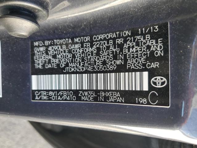 JTDKN3DP4E3050389 - 2014 TOYOTA PRIUS PLUG GRAY photo 13