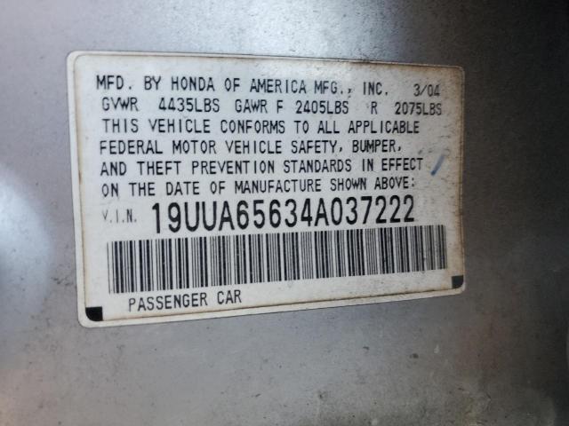 19UUA65634A037222 - 2004 ACURA TL SILVER photo 12