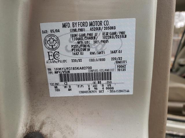 1FMYU93185KA82700 - 2005 FORD ESCAPE XLT CREAM photo 14