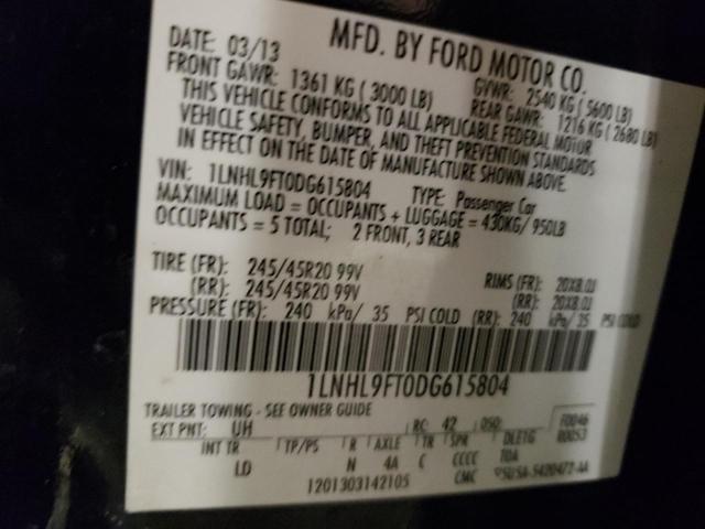 1LNHL9FT0DG615804 - 2013 LINCOLN MKS BLACK photo 12