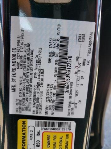 3FA6P0SU9ER122570 - 2014 FORD FUSION TITANIUM PHEV BLACK photo 12