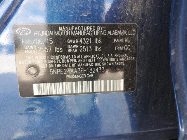 5NPE24AA3FH182433 - 2015 HYUNDAI SONATA ECO BLUE photo 13