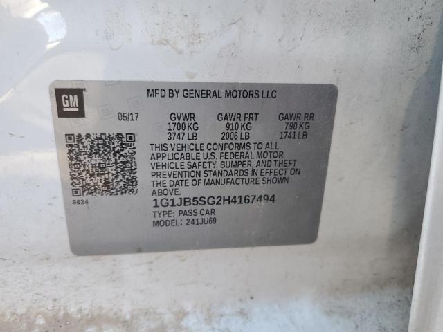 1G1JB5SG2H4167494 - 2017 CHEVROLET SONIC LS 白色 照片 12