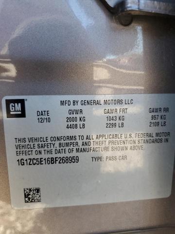 1G1ZC5E16BF268959 - 2011 CHEVROLET MALIBU 1LT Сұр фото 13