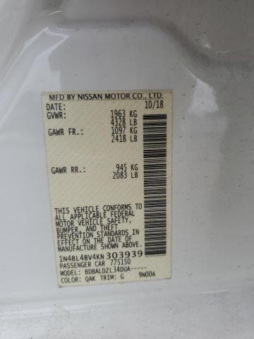 1N4BL4BV4KN303939 - 2019 NISSAN ALTIMA S WHITE photo 12