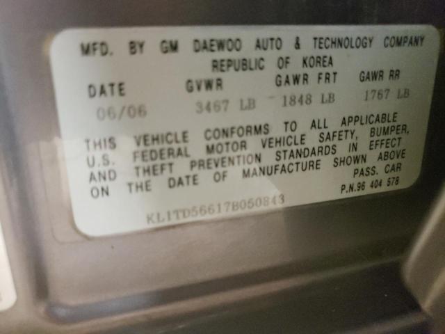 KL1TD56617B050843 - 2007 CHEVROLET AVEO BASE Boz foto 12