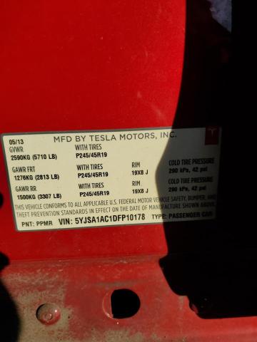 5YJSA1AC1DFP10178 - 2013 TESLA MODEL S Կարմիր լուսանկար 13