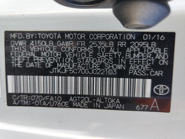 JTKJF5C70GJ022103 - 2016 TOYOTA SCION TC 白色 照片 13