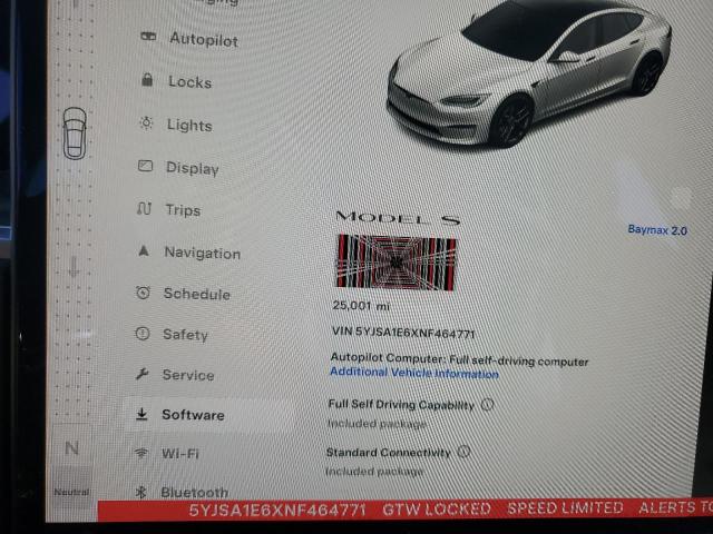 5YJSA1E6XNF464771 - 2022 TESLA MODEL S WHITE photo 9