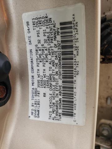 JT6HT00W9W0013327 - 1998 LEXUS LX 470 GOLD photo 13