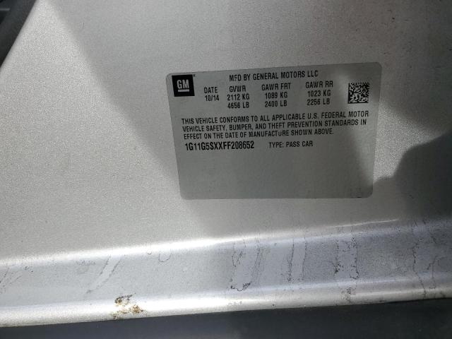 1G11G5SXXFF208652 - 2015 CHEVROLET MALIBU LTZ ვერცხლისფერი ფოტო 12