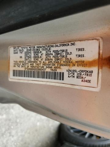 5TESN92N02Z882457 - 2002 TOYOTA TACOMA XTRACAB PRERUNNER 灰色 照片 12