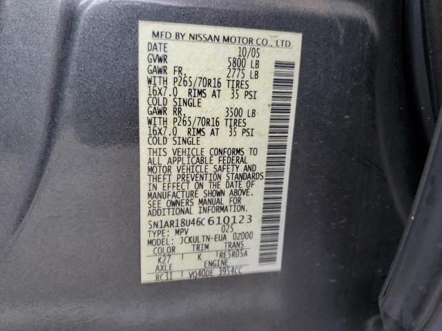 5N1AR18U46C610123 - 2006 NISSAN PATHFINDER LE 灰色 照片 13