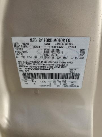 1FMCU0D70AKA44171 - 2010 FORD ESCAPE XLT TAN photo 13