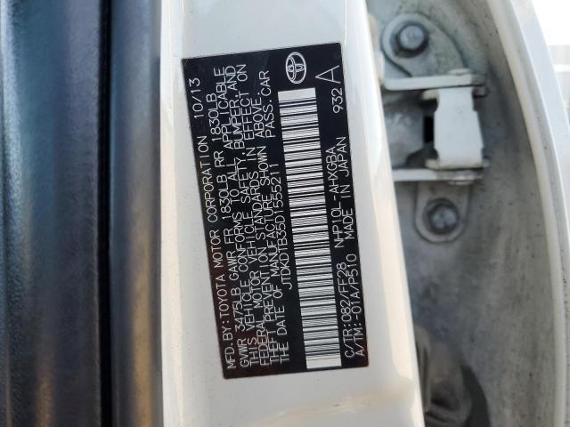 JTDKDTB35D1555211 - 2013 TOYOTA PRIUS C WHITE photo 12