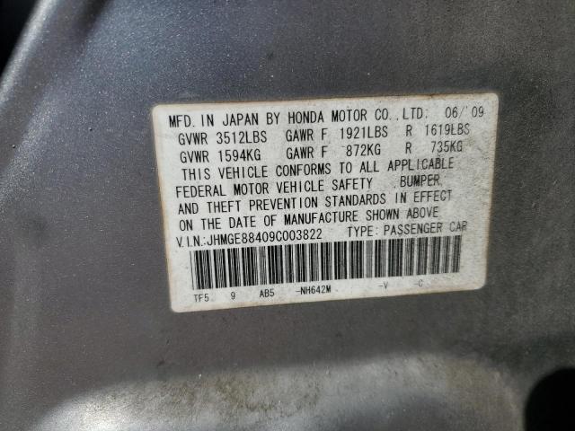 JHMGE88409C003822 - 2009 HONDA FIT SPORT SILVER photo 13