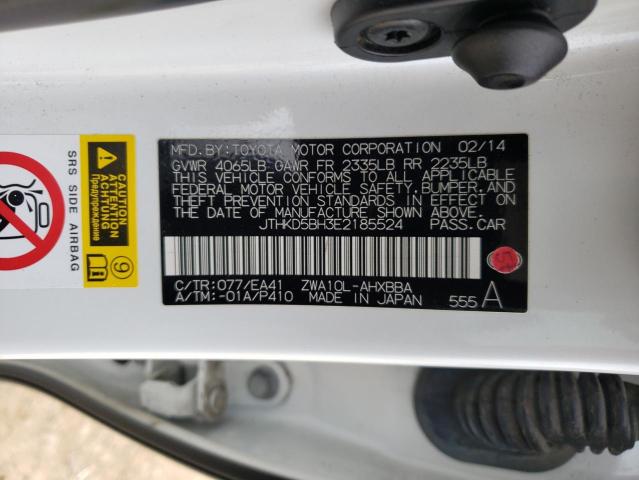 JTHKD5BH3E2185524 - 2014 LEXUS CT 200 WHITE photo 13