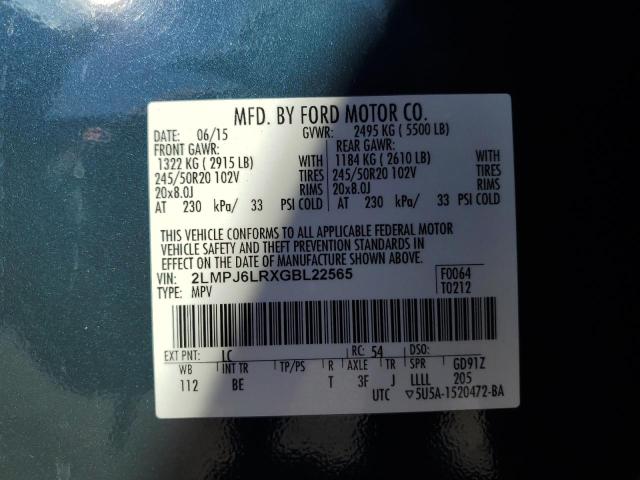 2LMPJ6LRXGBL22565 - 2016 LINCOLN MKX RESERVE Dəniz mavisi foto 14