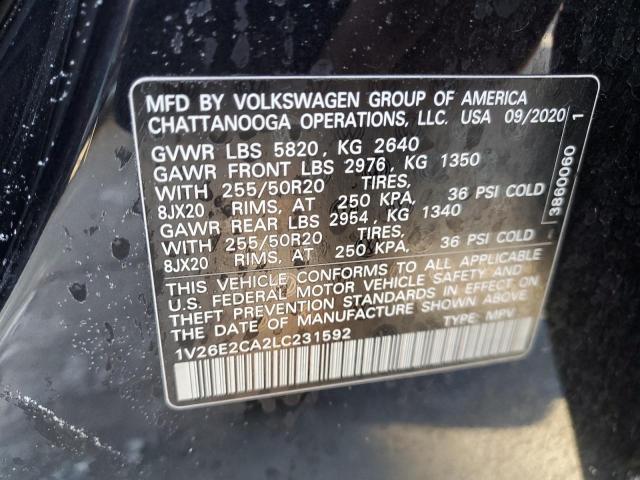 1V26E2CA2LC231592 - 2020 VOLKSWAGEN ATLAS CROS SE Черный фото 13