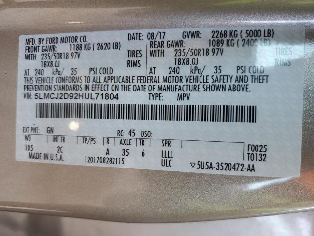 5LMCJ2D92HUL71804 - 2017 LINCOLN MKC SELECT Սպիտակ լուսանկար 13