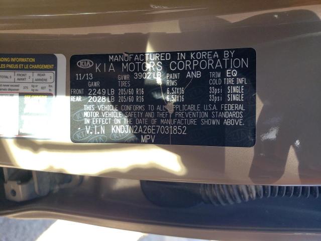 KNDJN2A26E7031852 - 2014 KIA SOUL BROWN photo 12