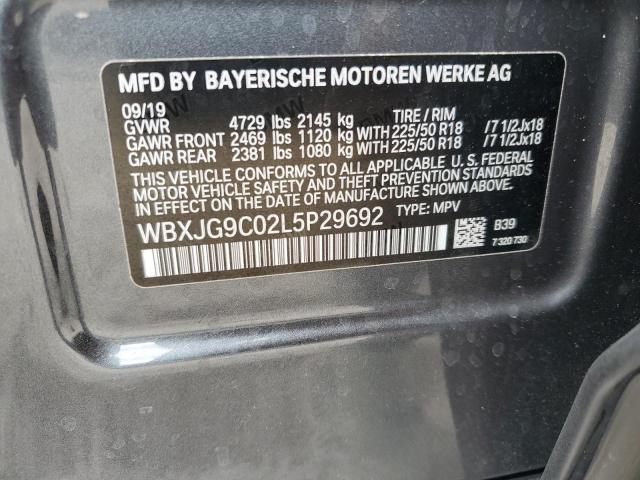 WBXJG9C02L5P29692 - 2020 BMW X1 XDRIVE28I GRAY photo 14