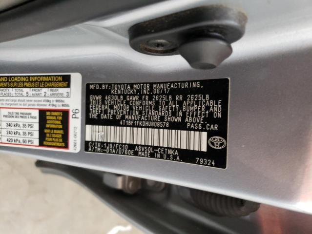 4T1BF1FK0HU808578 - 2017 TOYOTA CAMRY LE SILVER photo 13