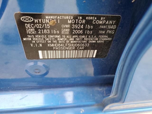 KMHD84LF5HU060633 - 2017 HYUNDAI ELANTRA SE BLUE photo 12