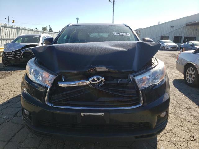 5TDKKRFH8ES011627 - 2014 TOYOTA HIGHLANDER XLE BLACK photo 5