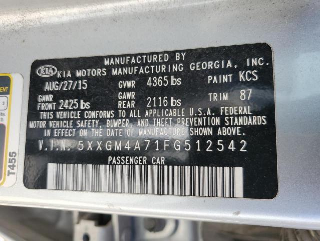 5XXGM4A71FG512542 - 2015 KIA OPTIMA LX SILVER photo 12