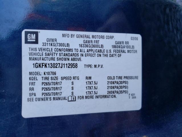 1GKFK13027J112958 - 2007 GMC YUKON BLUE photo 14