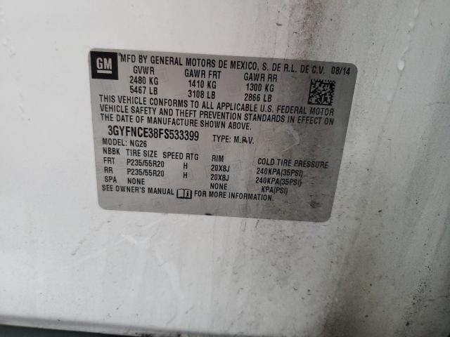 3GYFNCE38FS533399 - 2015 CADILLAC SRX PERFORMANCE COLLECTION Biały zdjęcie 13