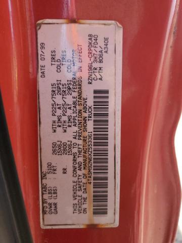 4TASM92N6XZ553361 - 1999 TOYOTA TACOMA XTRACAB PRERUNNER წითელი ფოტო 12