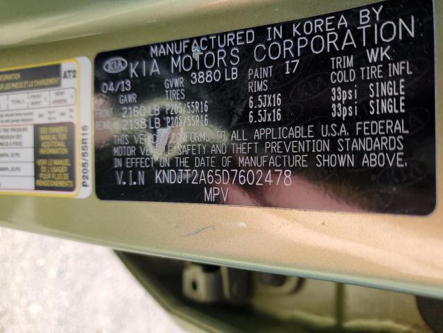 KNDJT2A65D7602478 - 2013 KIA SOUL + GREEN photo 12