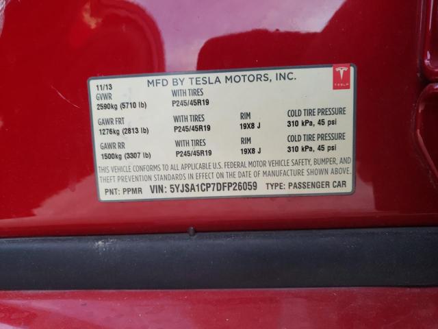 5YJSA1CP7DFP26059 - 2013 TESLA MODEL S Qırmızı foto 12