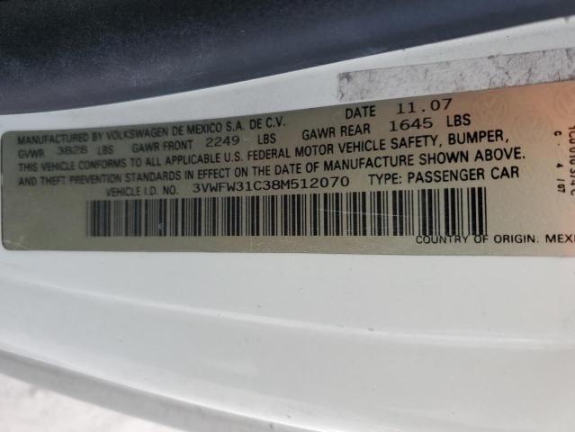 3VWFW31C38M512070 - 2008 VOLKSWAGEN NEW BEETLE TRIPLE WHITE WHITE photo 12