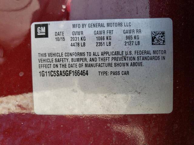 1G11C5SA5GF166464 - 2016 CHEVROLET MALIBU LIM LT MAROON photo 12