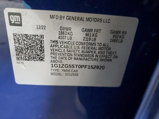 1G1ZG5ST0PF152920 - 2023 CHEVROLET MALIBU RS 蓝色 照片 12