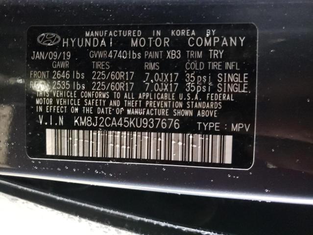 KM8J2CA45KU937676 - 2019 HYUNDAI TUCSON SE BLUE photo 12