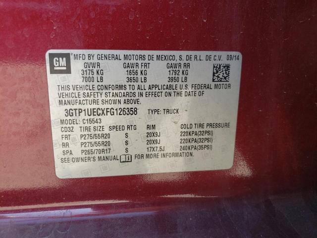 3GTP1UECXFG126358 - 2015 GMC SIERRA C1500 SLE BURGUNDY photo 12