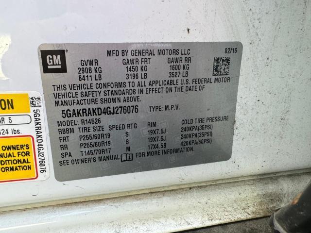 5GAKRAKD4GJ276076 - 2016 BUICK ENCLAVE Blanc photo 10