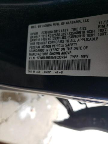 5FNRL6H55MB033794 - 2021 HONDA ODYSSEY EX BLUE photo 12